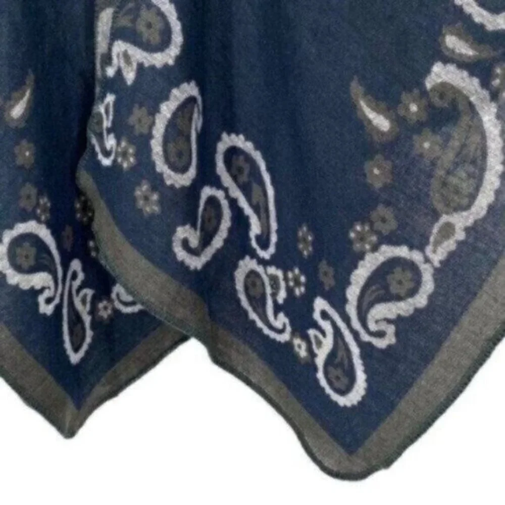 Western Paisley Knit Poncho Shrug Sweater